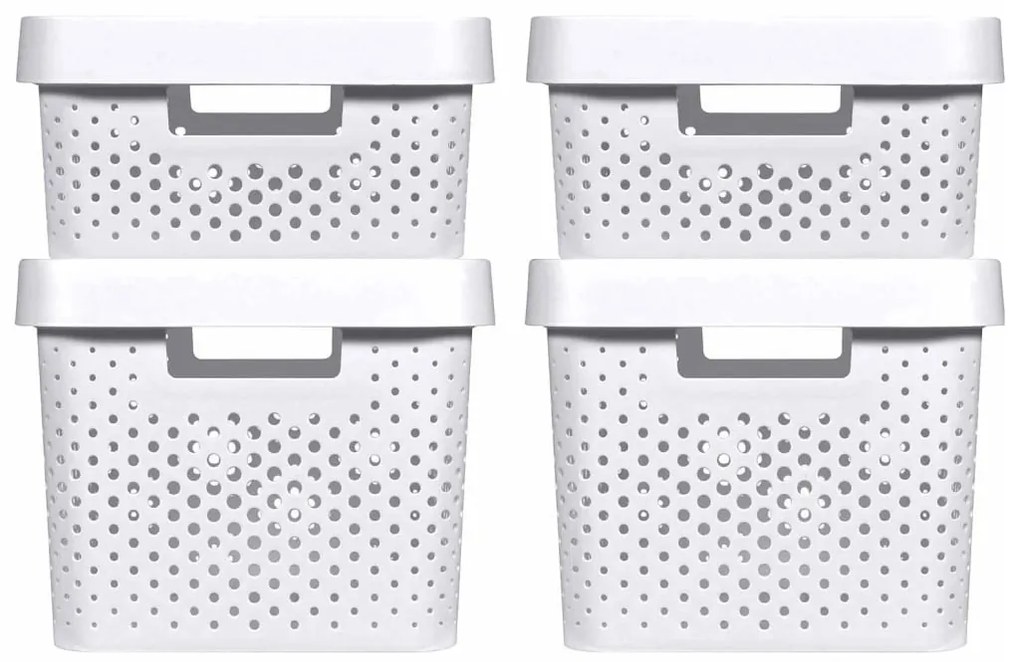 427238 Curver Caixas de arrumação c/ tampa Infinity 4 pcs 11L+17L branco