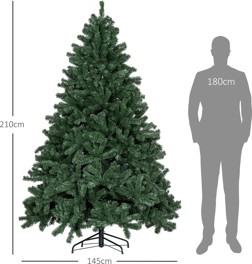 Árvore de Natal Artificial, 145 x 145 x 210 cm, Suporte Metálico Estável, Verde