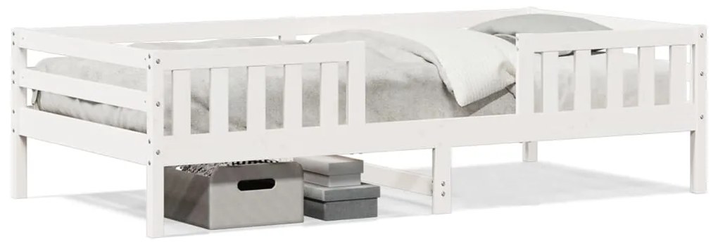 Estrutura de cama 90x190 cm madeira de pinho maciça branco