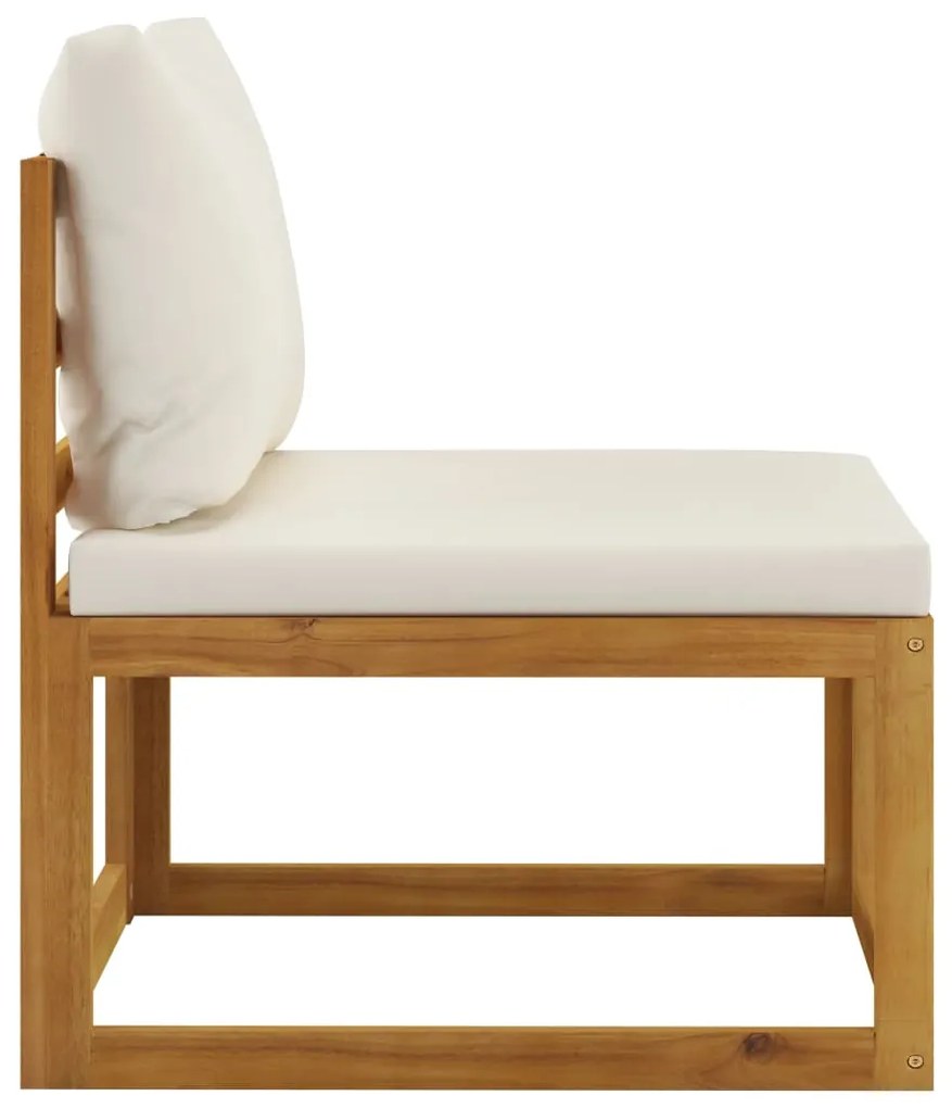 4 pcs conjunto lounge jardim c/ almofadões acácia maciça creme