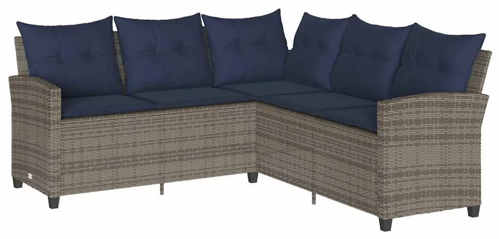 6 pcs conjunto sofás de jardim com almofadões em L vime PE