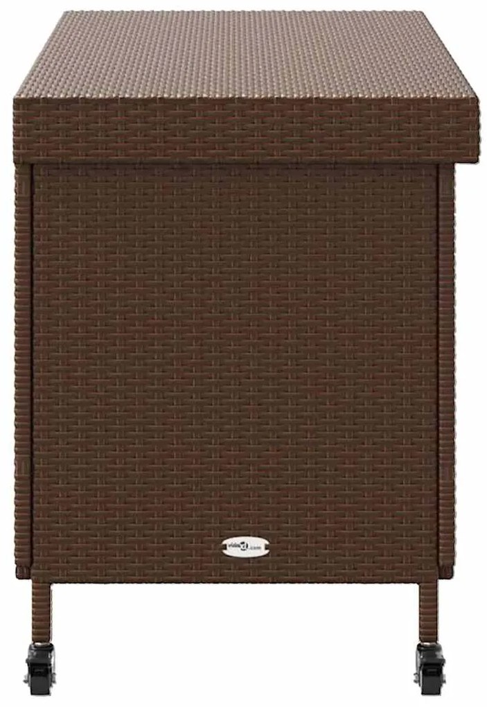 Caixa de arrumação com rodas 110x55x73 cm vime PE castanho