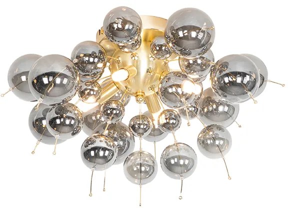 Candeeiro de teto design latão com vidro fumê 4 luzes - Explode Design