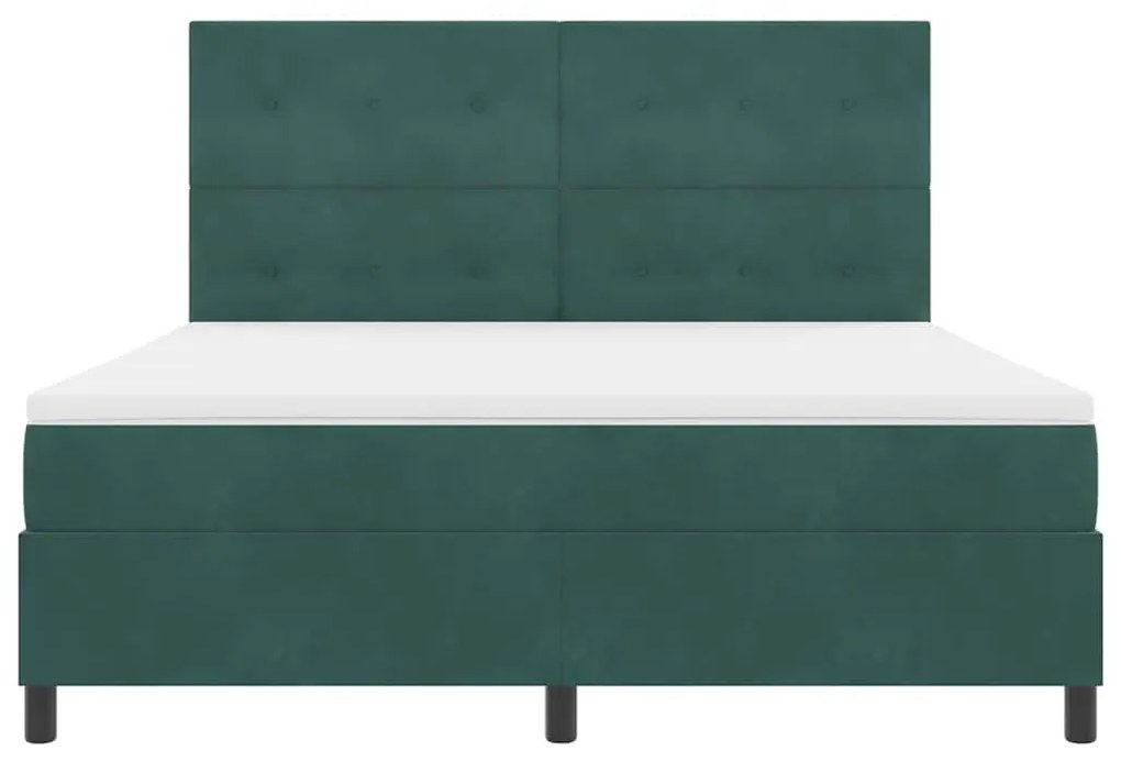 Cama Box Spring com Colchão Verde Escuro Super King de Veludo