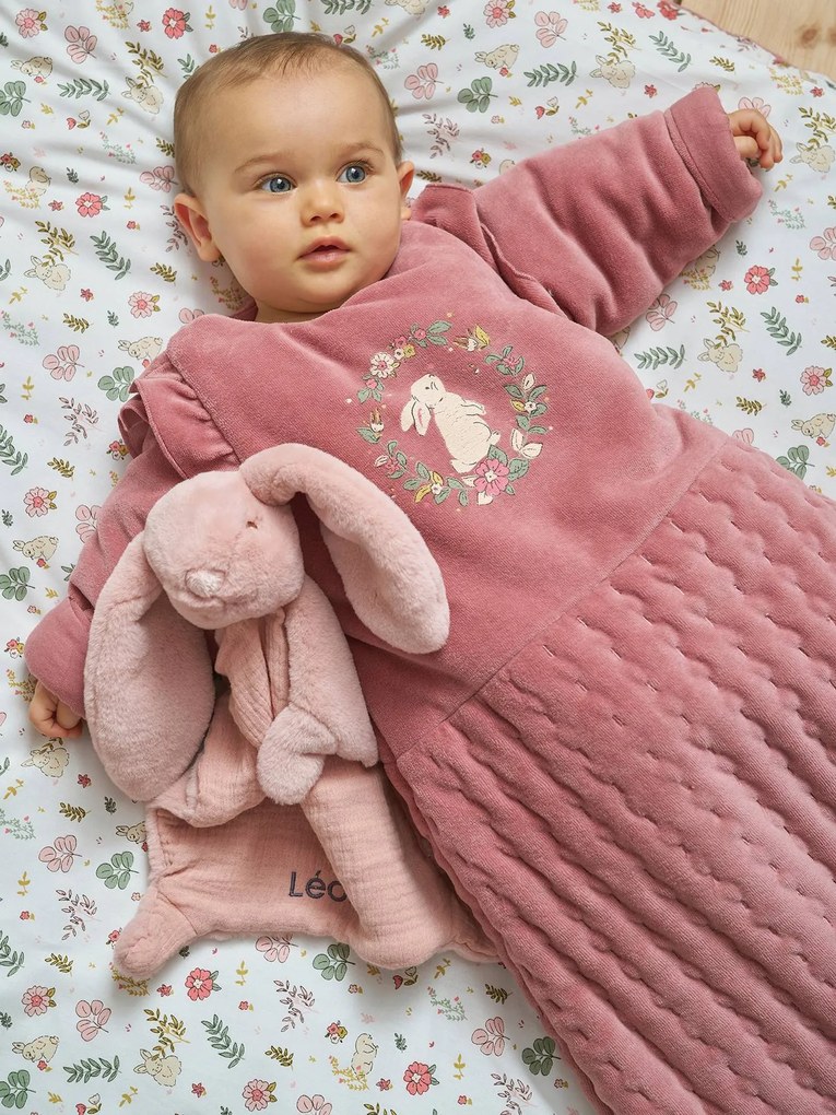 Saco de mangas compridas amovíveis Lapin Enchanté, para bebé rosa-velho