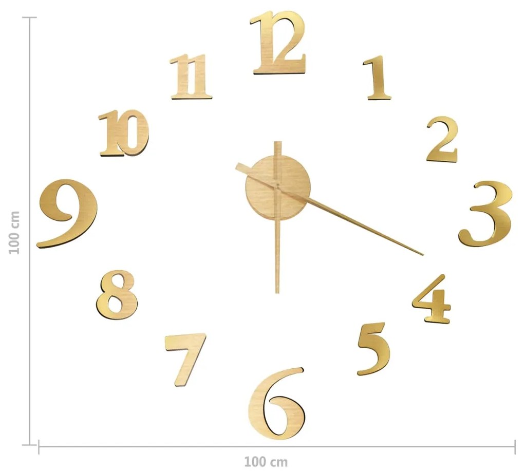 Relógio de parede 3D com design moderno 100 cm XXL dourado