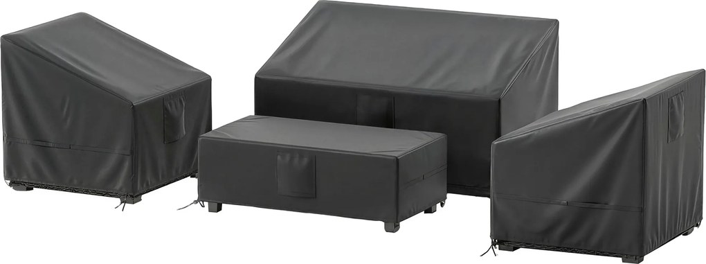 Conjunto de 4 capas impermeáveis para mobiliário de jardim em tecido Oxford 420D, com 6 aberturas de ventilação e saco de arrumação, 142 x 80 x 77 cm,