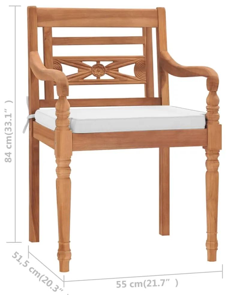 Cadeiras Batávia 2 pcs com almofadões madeira teca maciça