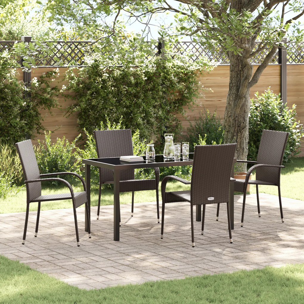 vidaXL Conjunto de Jantar para Jardim 5 Peças - Rattan Sintético Marrom
