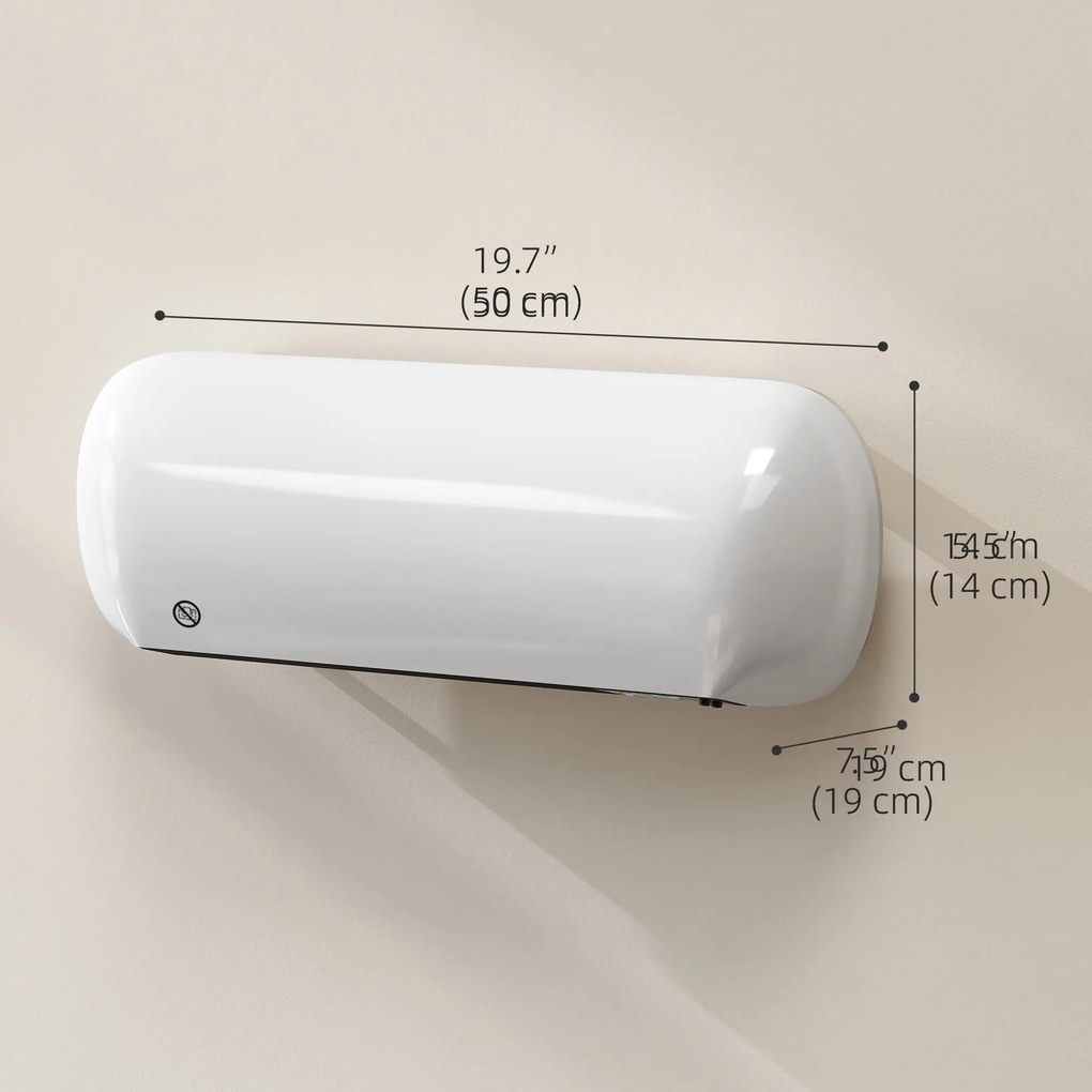 Aquecedor Elétrico de Parede 2000 W com 3 Modos, Ecrã LED, Termóstato, Temporizador e Oscilação Branco