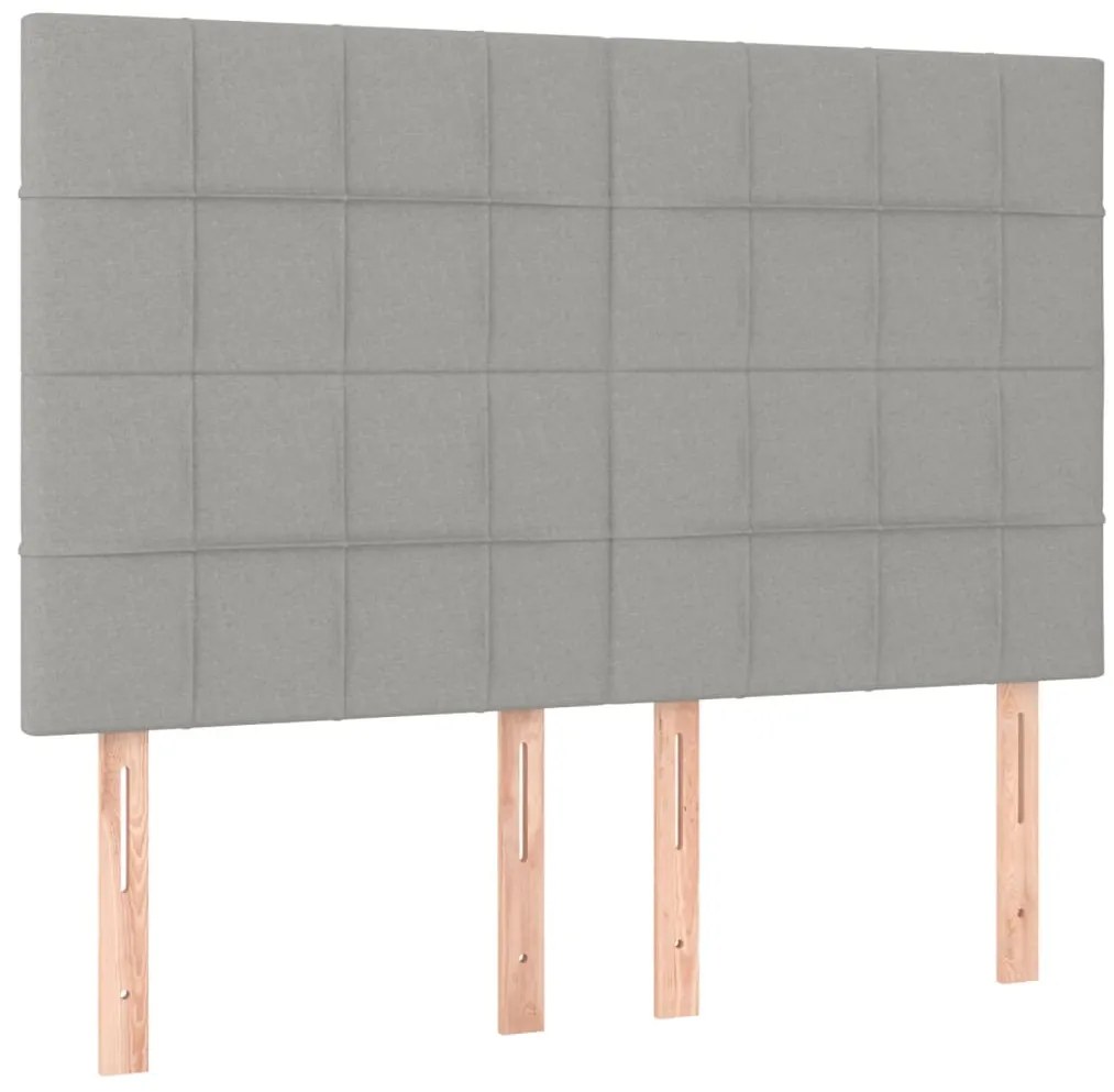 Estrutura de cama sem colchão 140x190 cm tecido cinzento-claro