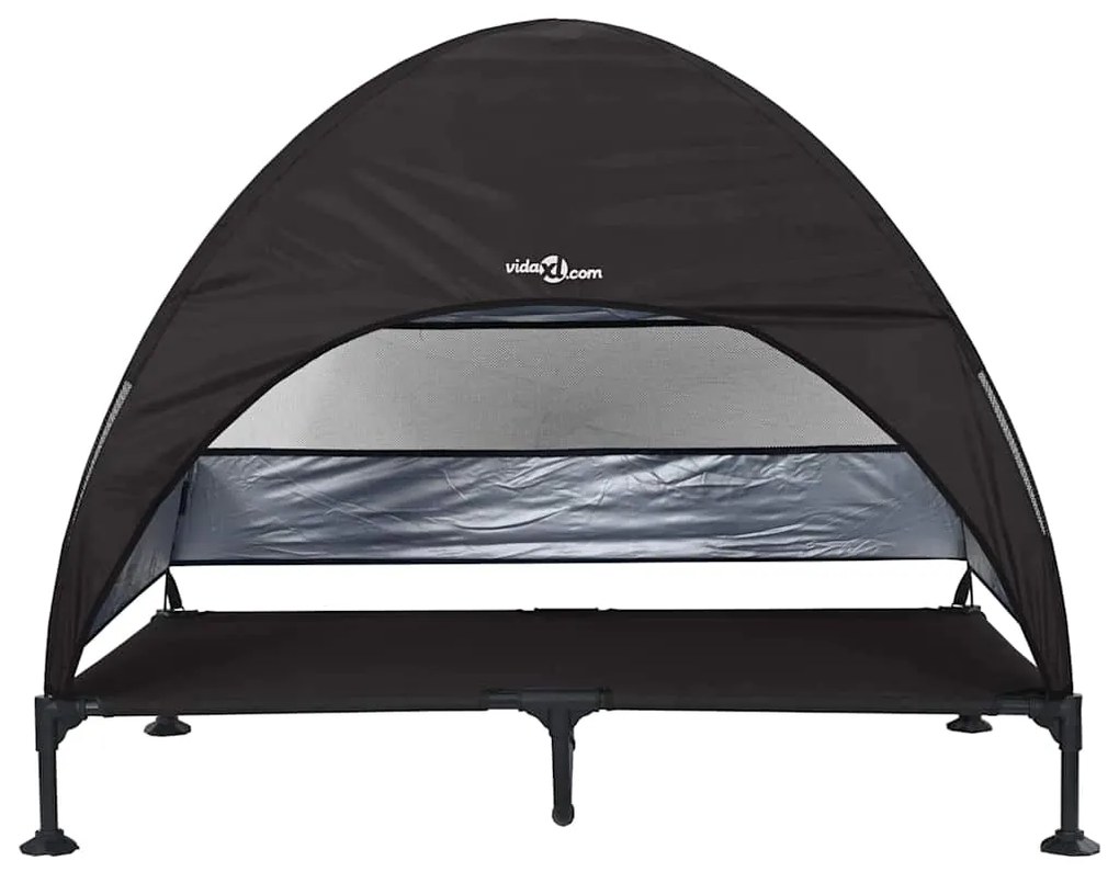 Cama Elevada para Cachorro com Toldo Removível Preto XL Aço