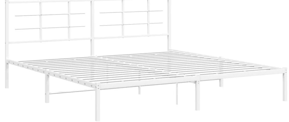 Estrutura de cama com cabeceira 193x203 cm metal branco