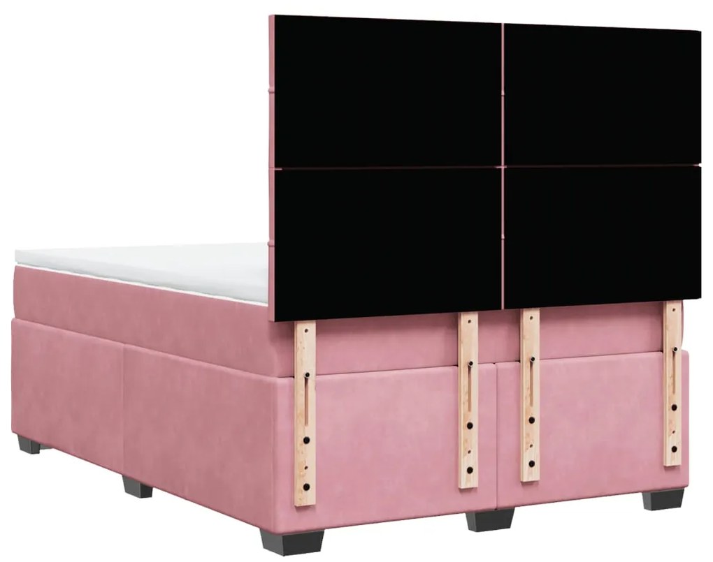 Cama com molas/colchão 140x200 cm veludo rosa