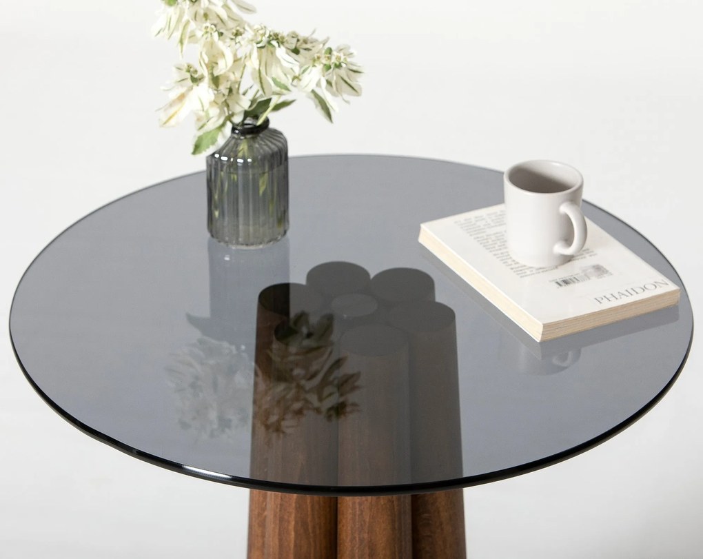 Mesa de Centro Thales – Nogueira e Cinzento Escuro – 50x50x50 cm