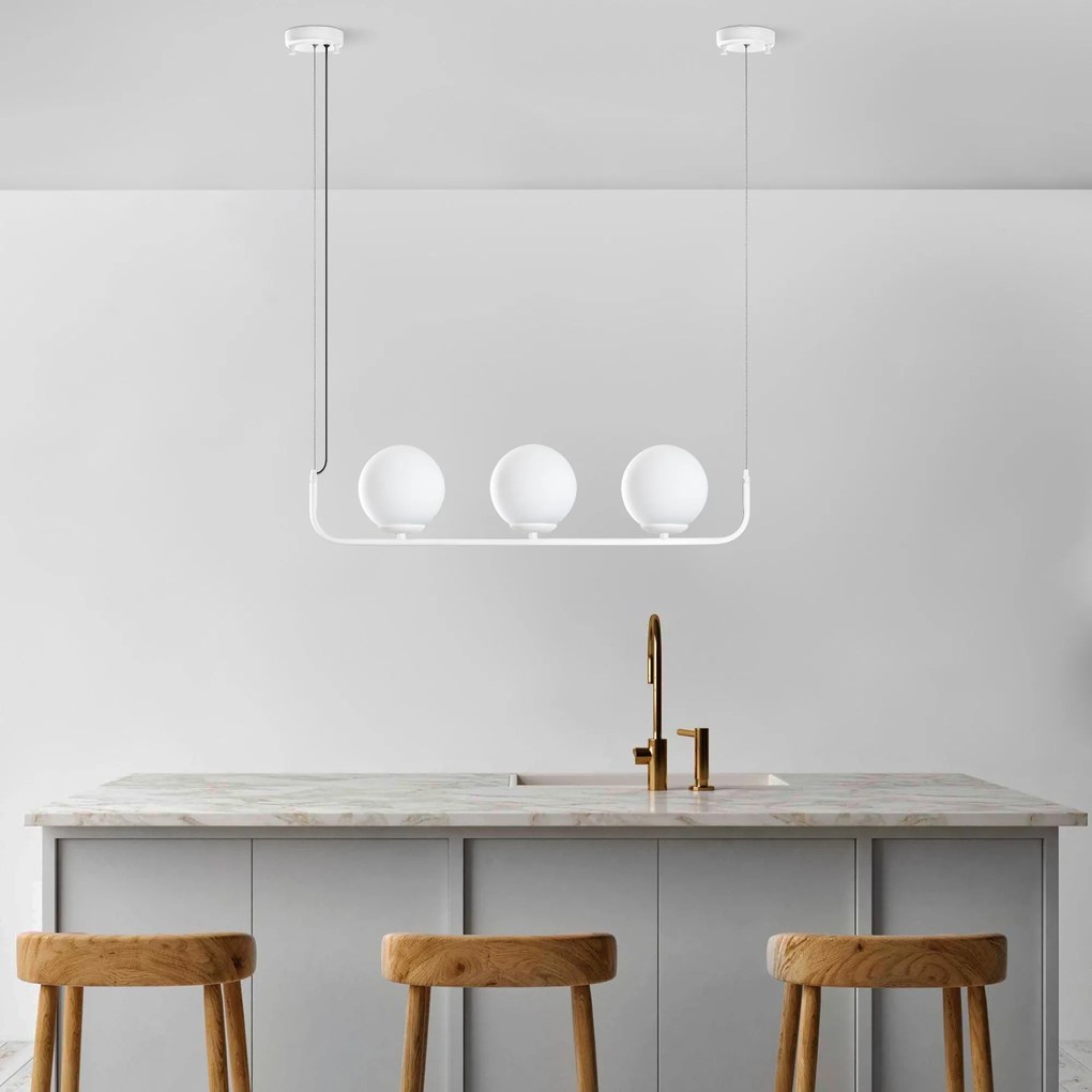 Chandelier Faruk – Branco – Diâmetro Cap: 15 cm (3 Peças), Comprimento