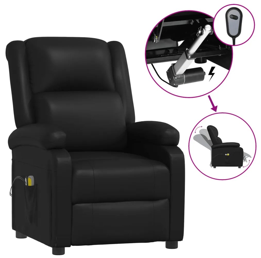 Poltrona de massagens elétrica couro artificial preto