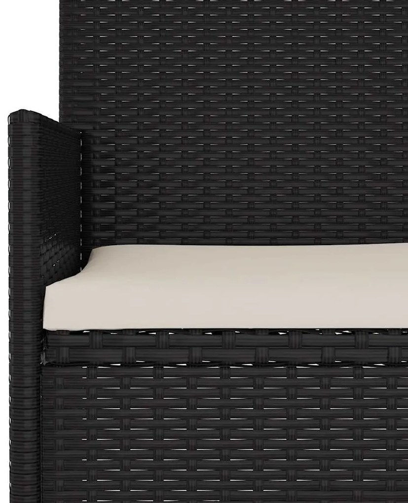 4 pcs conjunto lounge de jardim c/ almofadões vime PE preto