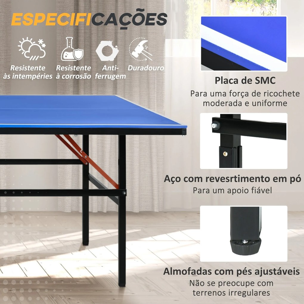 SPORTNOW Mesa de Ping Pong Dobrável com Rodas Mesa de Ping Pong Profis