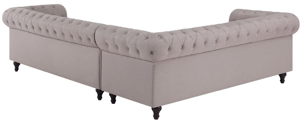 Sofá de canto com 6 lugares versão à direita em tecido creme CHESTERFIELD Beliani