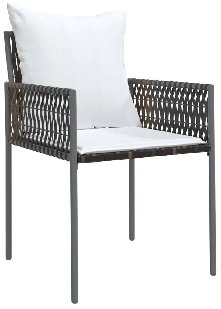3 pcs conjunto de jantar p/ jardim c/ almofadões vime PE e aço
