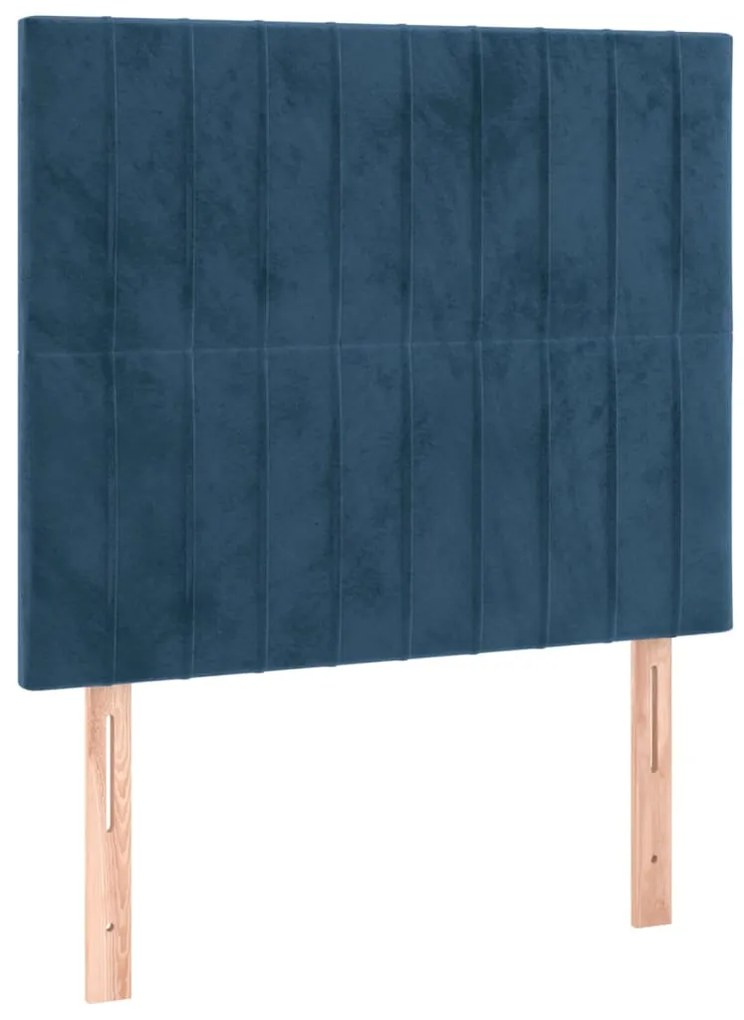 Estrutura de cama c/ cabeceira 90x190 cm veludo azul-escuro