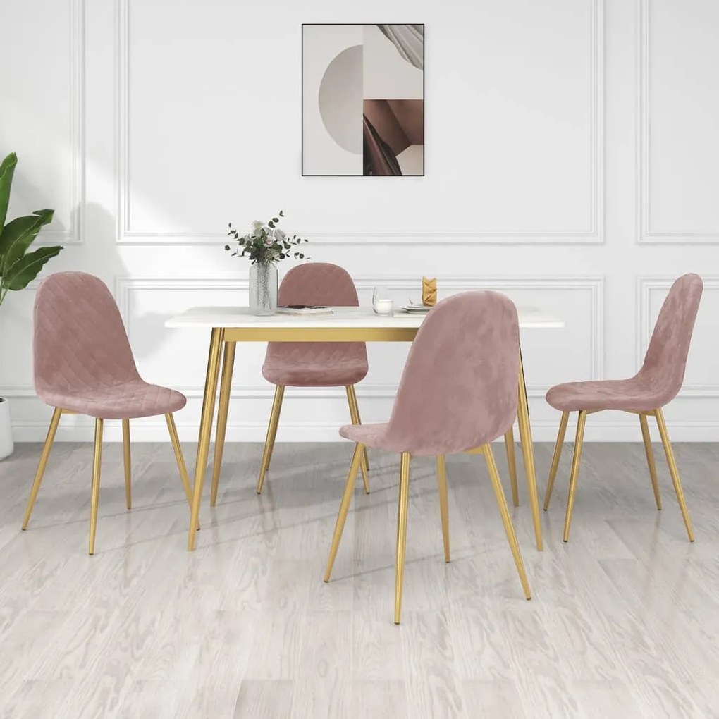 vidaXL Cadeiras de jantar 4 pcs veludo rosa