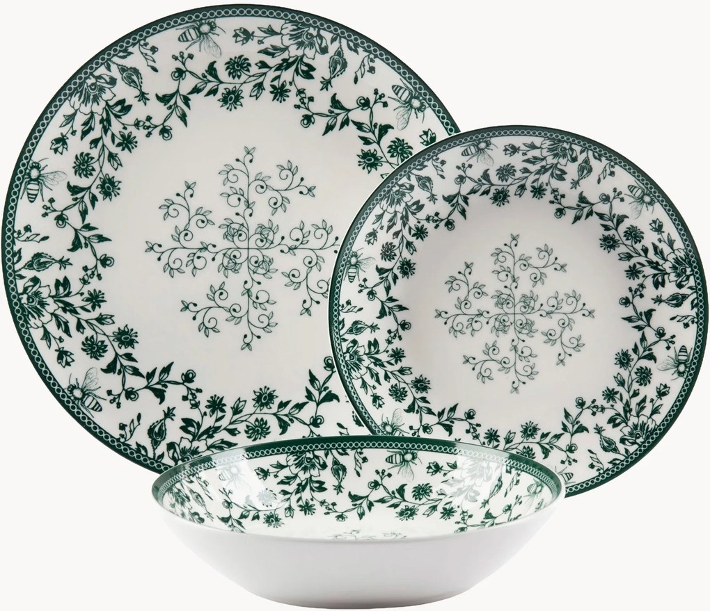 Conjunto de loiça em porcelana Giardino Segreto, 6 pessoas, conjunto de 18