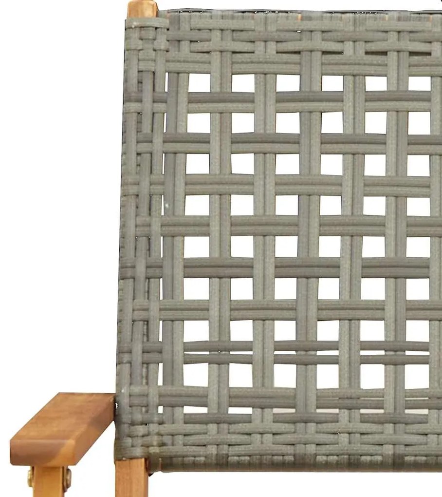 Cadeiras de jardim dobráveis 8 pcs vime PE/madeira maciça cinza