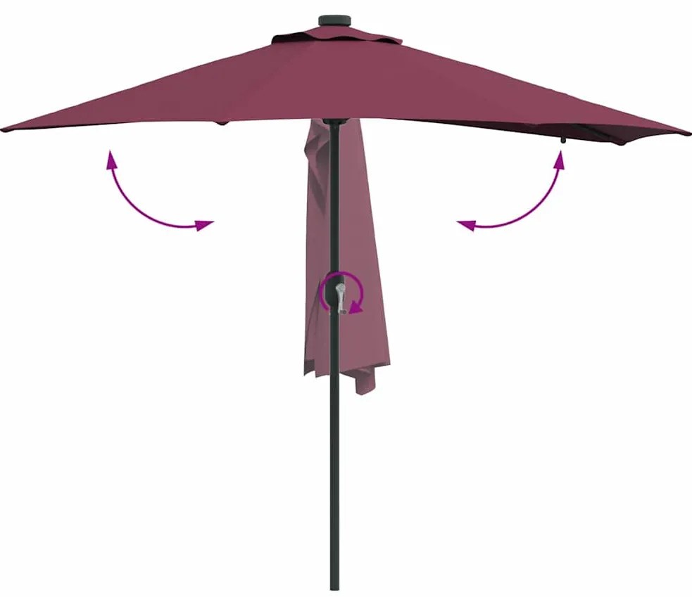 Guarda-sol de Jardim Vermelho bordô 294 x 150 x 223 cm tecido