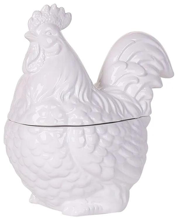 Figura decorativa com forma de galo em cerâmica branca 23 cm LANTIC Beliani