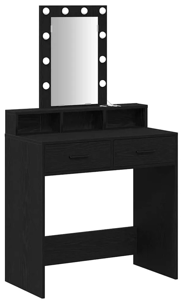 mesinha de maquilhagem vidaXL com luzes LED em Carvalho preto 79x41x14