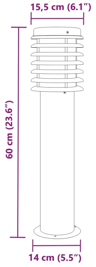 Candeeiro de chão para exterior 60 cm aço inoxidável preto