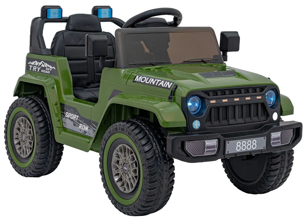 Carro elétrico para Crianças Off Road MOUNTAIN 12V Rodas Espuma EVA, Assento Couro ecológico Verde