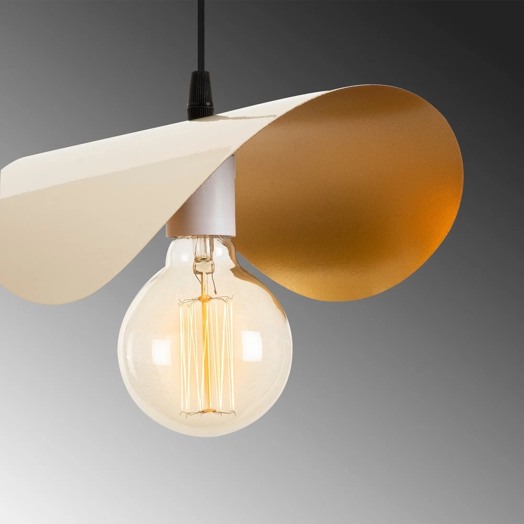 Chandelier Sivani – Branco/Dourado – 30 x 17 cm