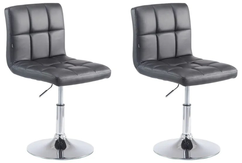 Conjunto de 2 bancos altos Palma V2 em couro sintético 74-88 x 44 x 49 cm Preto