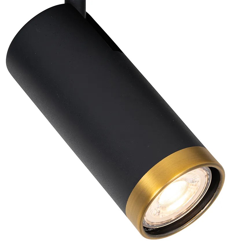 Foco de teto moderno preto com bronze 2 luzes ajustável - Renna Moderno