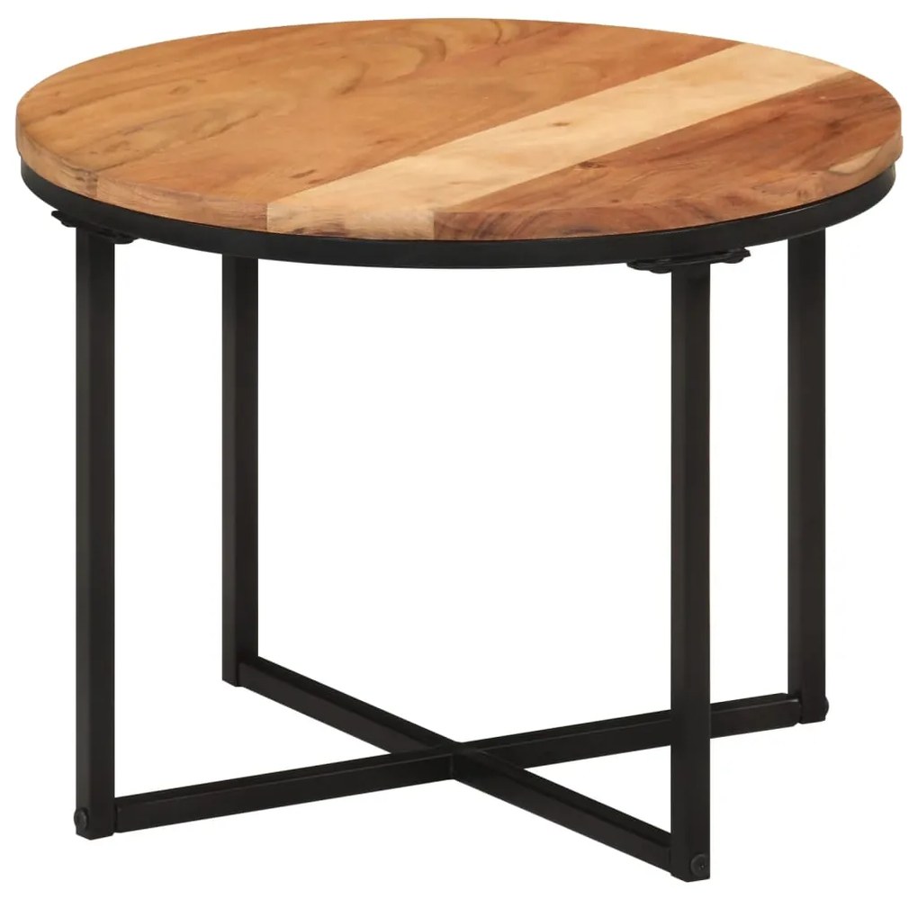 Mesa de centro 45x45x35 cm madeira de acácia maciça e ferro