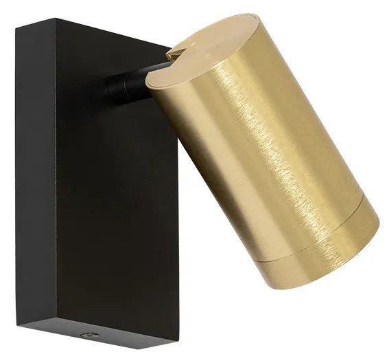 Candeeiro de parede preto com dourado ajustável com interruptor - Jeana Luxe