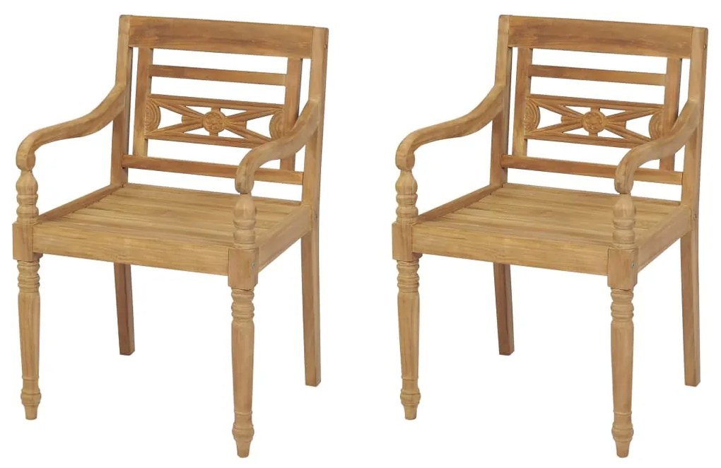 vidaXL Cadeiras Batávia 2 pcs madeira teca maciça