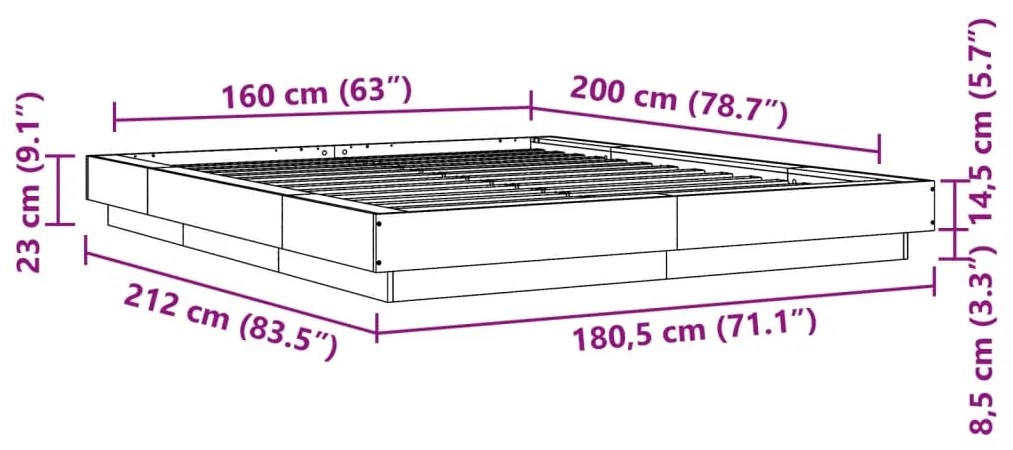 Estrutura de cama 160x200 cm derivados de madeira cinza cimento