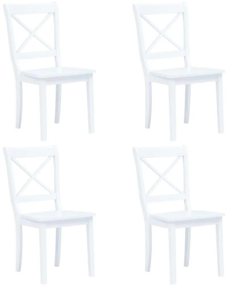 247357 vidaXL Cadeiras de jantar 4 pcs seringueira maciça branco