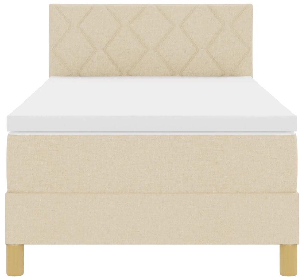 Cama Box Spring com Colchão Creme 90x190 cm Tecido