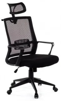 Cadeira De Escritório Com Rodas E Encosto De Cabeça Teill Black Preto - Sklum