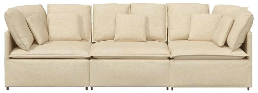 Sofá modular com almofadas tecido creme