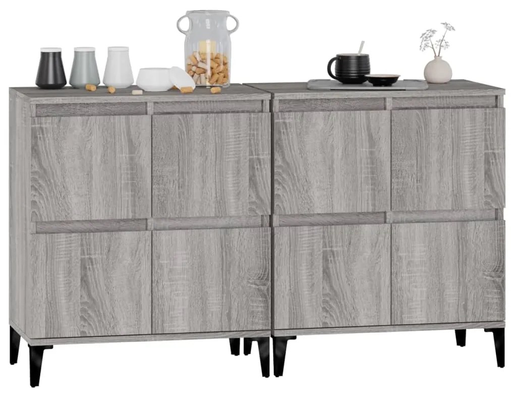 Aparadores 2 pcs 60x35x70 cm derivados madeira cinza sonoma