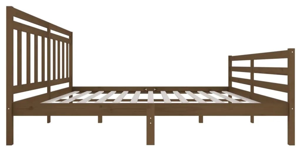 Estrutura de cama 200x200 cm madeira maciça castanho mel