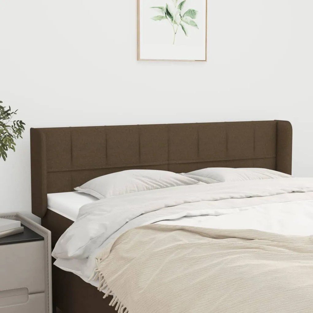 3118769 vidaXL Cabeceira de cama c/ abas tecido 147x16x78/88cm castanho-escuro