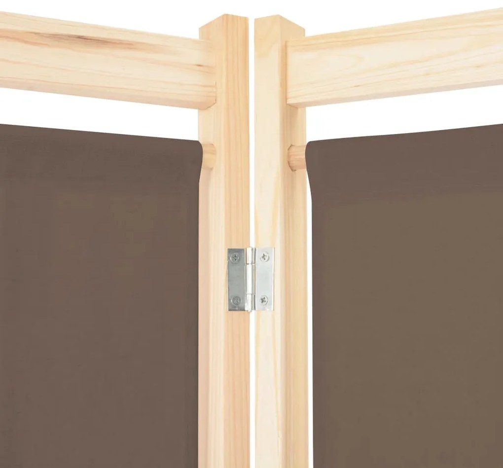 Divisória de quarto com 5 painéis 200x170x4 cm tecido castanho