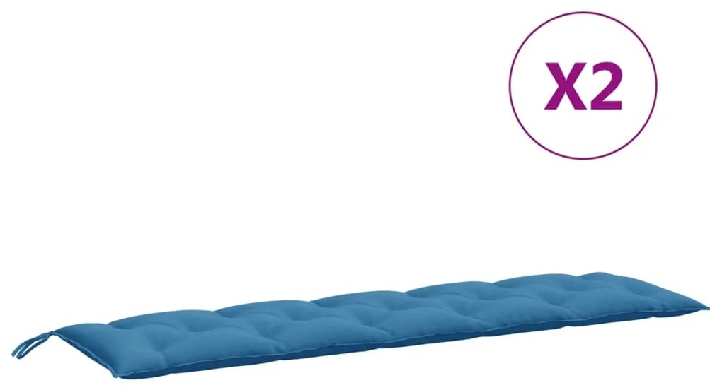 Almofadões banco jardim 2pcs 180x50x7 cm mesclado tecido azul